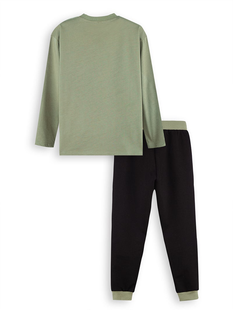 Denokids Tiger Boy Khaki T-shirt Pants Set - Image 4